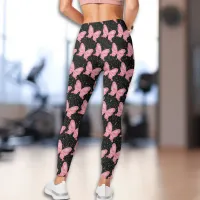 Cosmic Flutter Pink Butterfly Leggings