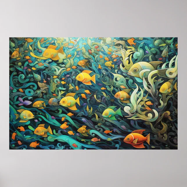 School of reef fishes poster