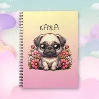 Personalized Cute Pug Puppy Dog Notebook