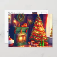 Traditionally Vintage style Christmas tree  Invitation Postcard