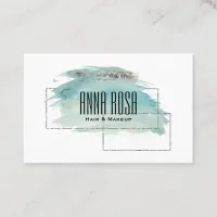 *~* Silver Geometric Turquoise Watercolor Girly Business Card