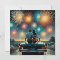 Happy Fourth of July | 1950's Couple Fireworks Card