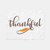 Feather Boho Native Thankful Typography Fleece Blanket