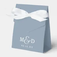 Dusty Blue Rustic Boho Modern Monogram Wedding Favor Boxes