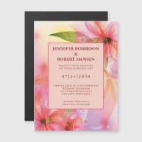 Pink Hibiscus Floral Wedding Magnetic Invitation