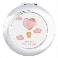 Hearts Hot Air Balloon Valentine Personalized  Compact Mirror