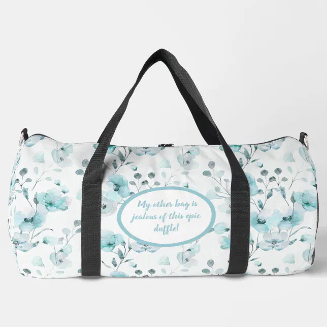 Vintage Turquoise Floral Pattern Duffle Bag