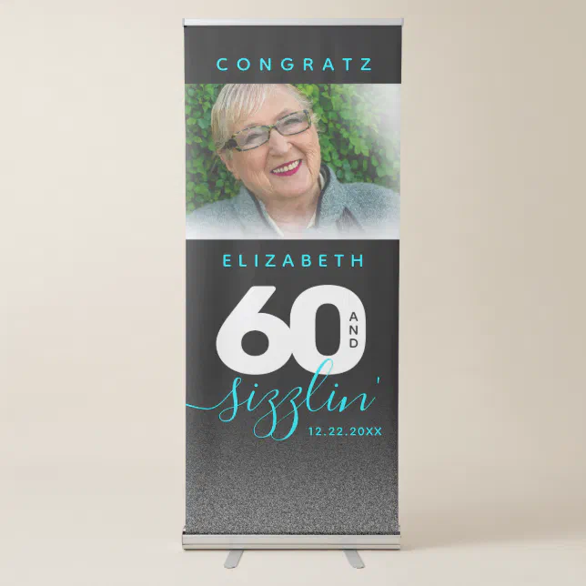 Modern Girly Ice Blue 60 and Sizzling Retractable Banner