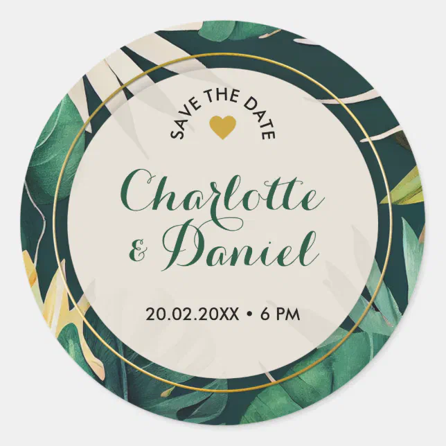 Topical Print | Save The Date | Wedding Classic Round Sticker