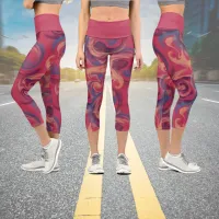 Colorful Swirling Watercolor  Capri Leggings