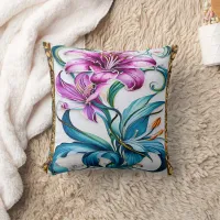 Elegant Lily Artwork With Vibrant Colors Throw Pillow