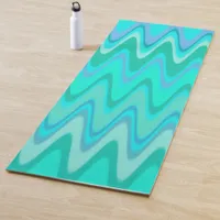 Modern zigzag pattern - waves in turquoise yoga mat