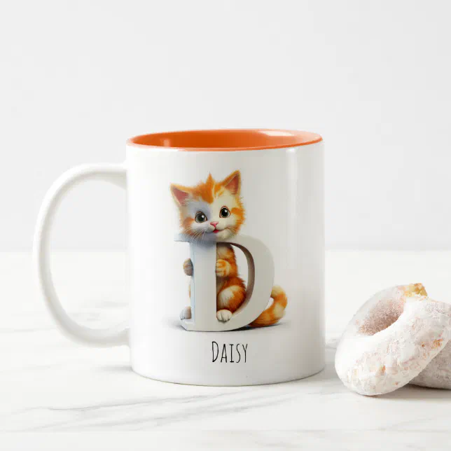 Letter D Cat Alphabet Monogram Coffee Mug