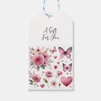 Elegant Pink Floral Woman's Birthday Gift Tags