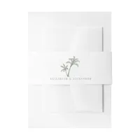 Tropical Palm Tree Beach Wedding Sage Green Invitation Belly Band