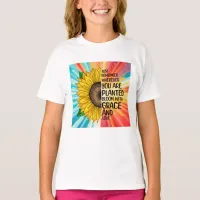 Inspirational Quote and Hand Drawn Sunflower T-Shirt