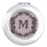 Elegant Purple and Silver Framed Monogram  Compact Mirror