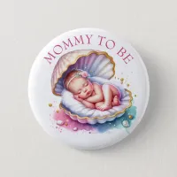 Coastal Girl's Baby Shower Mommy to be Button