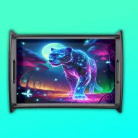 Moon and Panther Holographic Neon Colorful | Serving Tray