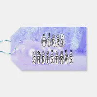 Merry Christmas Snow People Font, Blue Tint Snow Gift Tags