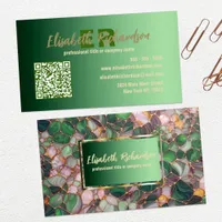 Modern Elegant Green Mosaic Hexagonal Tiles Business Card