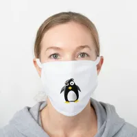 Funny Cartoon Penguin, KOA White Cotton Face Mask