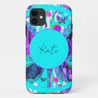 Custom Name Watercolor Butterfly Blue Purple Pink  Case-Mate iPhone Case