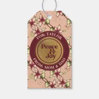 Peace & Joy Gold Pink Burgundy Gift Tag