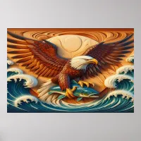 Majestic Eagle Clutching a Fish 36x24 Poster