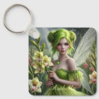 Beautiful August Fairy in Gladioli Keychain