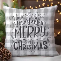 Merry Little Christmas Buffalo Plaid Throw Pillow