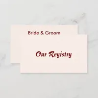 Personalized Bride & Groom Registry Card