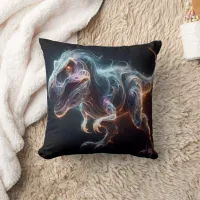 Glowing Dinosaur in a Dark Environment Throw Pillow