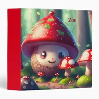 Cute toadstools in the forest - good luck custom 3 ring binder