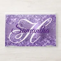 Glittery Purple Foil Fancy Monogram HP Laptop Skin