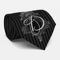 Grey and Black Monogram Initial Neck Tie