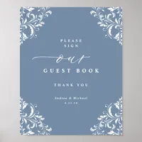 Elegant Dusty Blue Wedding Guest Book Sign