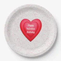 Valentine Birthday Fancy Red Hearts Personalized Paper Plates