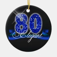 Elegant Eighty Sparkle Ceramic Ornament