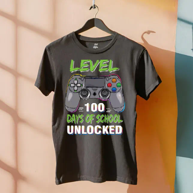 Game Controller Level 100 Days Of School Unlocked  T-Shirt