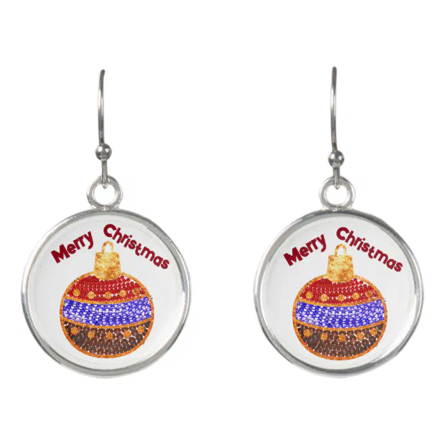 Merry Christmas - shining bauble with sequins Earrings