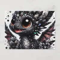 Adorable Baby Black Dragon Postcard