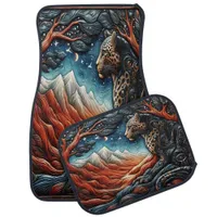 Leopard's Realm: A Scenic View Car Floor Mat