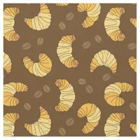 French Croissants and Coffee Beans Breakfast Food  Fabric