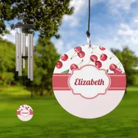 Custom Name Watercolor Red Cherry Wind Chime