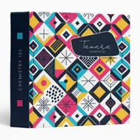 Retro Geometric Abstract Pat#12 Multi Color ID1067 3 Ring Binder