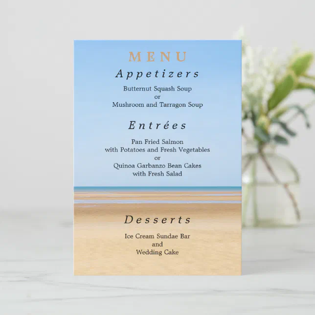 Beach Wedding Menu Card