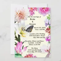 Flowers & Butterfly Wedding Invitation