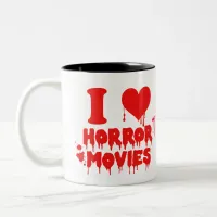 Bloody I Love Heart Horror Movies Two-Tone Coffee Mug