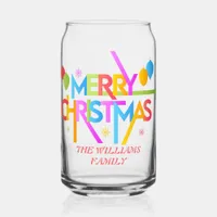 Modern Budget Merry Christmas Holiday 2 Photo Can Glass